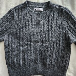 SO Women's Charcoal Cable Knit Cardigan